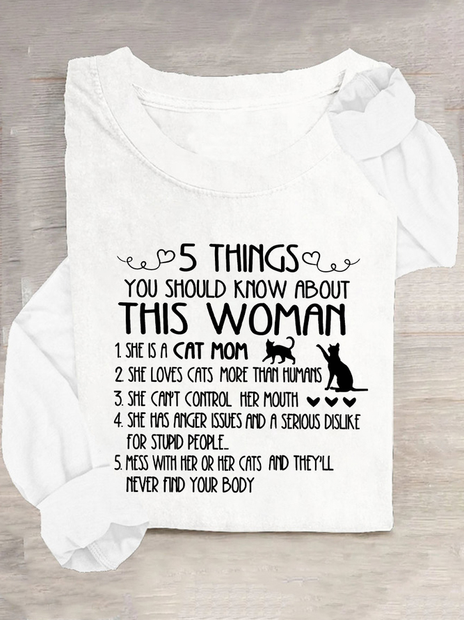 Cat Mom Things Woman Classic T-Shirt Casual Long Sleeve Shirt