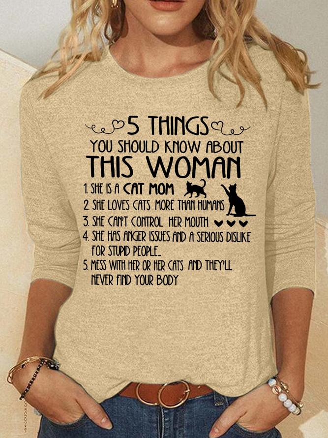 Cat Mom Things Woman Classic T-Shirt Casual Long Sleeve Shirt