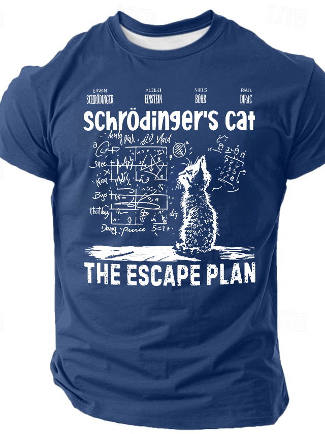 Men‘s Schrodinger's Cat Escape Plan Funny Short Sleeve T-Shirt
