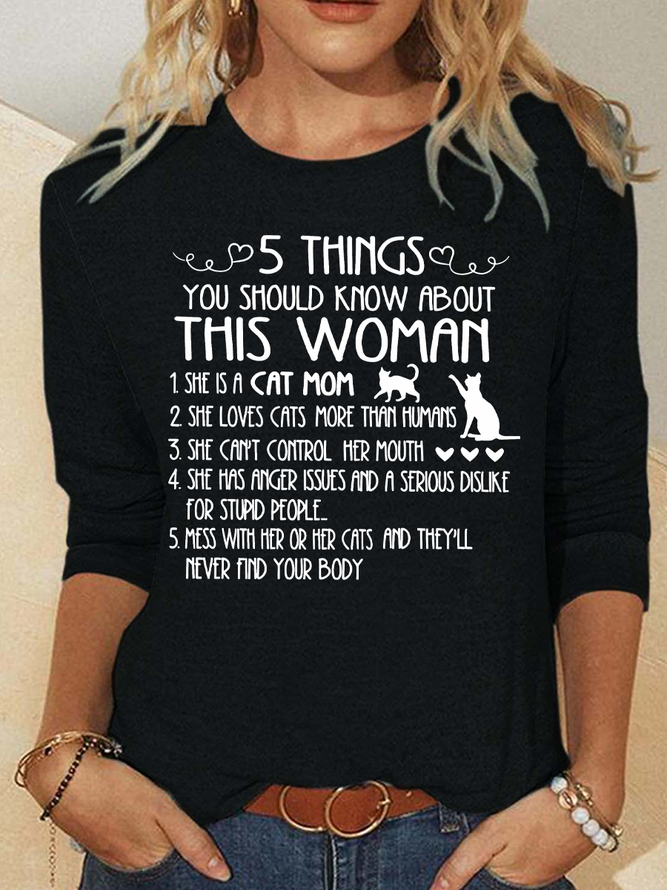 Cat Mom Things Woman Classic T-Shirt Casual Long Sleeve Shirt