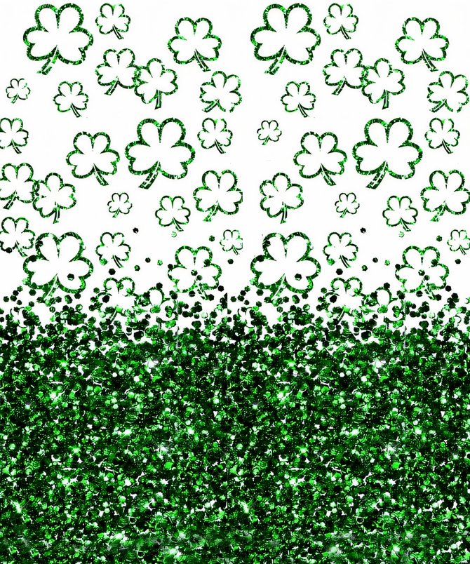 Women's St. Patrick's Day Glitter Clover Printed Top Long sleeve Shirt