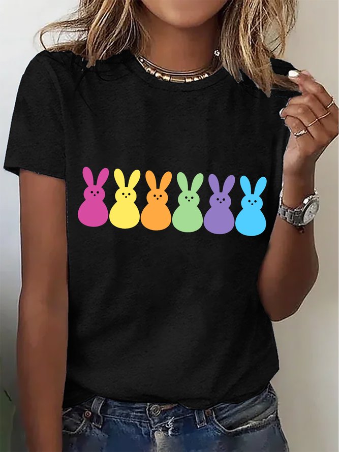 Women's Easter Bunny Funny Casual Cotton Crew Neck Short SleeveT-Shirt