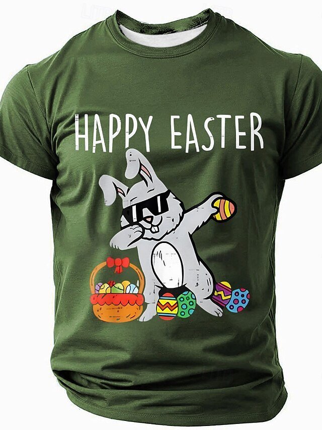 Mens Easter Hip Hop Bunny Funny Short Sleeve T-Shirt