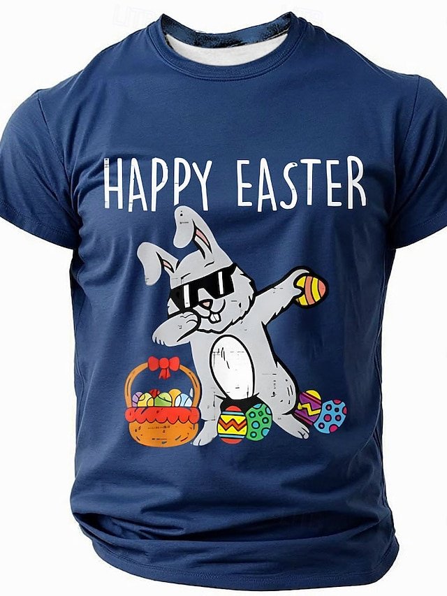Mens Easter Hip Hop Bunny Funny Short Sleeve T-Shirt