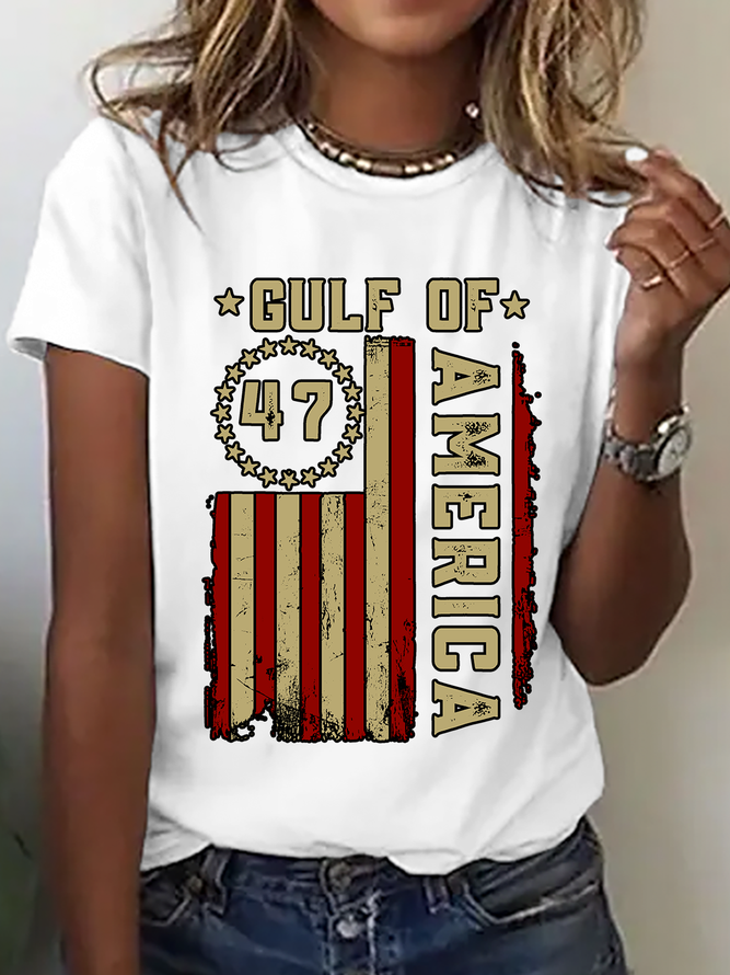 Gulf Of Usa America Funny Usa Flag Cotton T-Shirtq