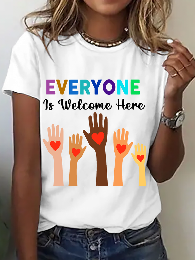 Everyone Is Welcome Here Idaho Teacher Tees Cotton T-Shirt
