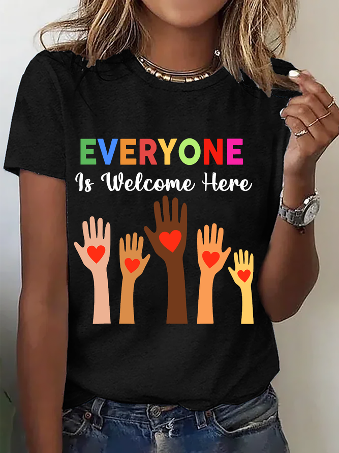 Everyone Is Welcome Here Idaho Teacher Tees Cotton T-Shirt
