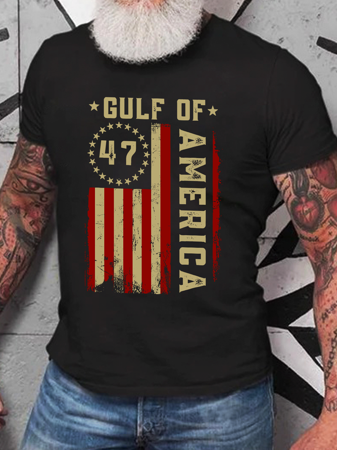 Gulf Of Usa America Funny Usa Flag Cotton T-Shirt