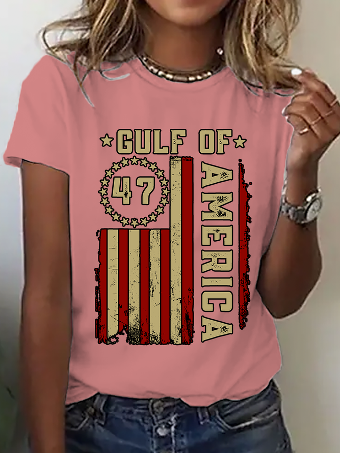 Gulf Of Usa America Funny Usa Flag Cotton T-Shirtq