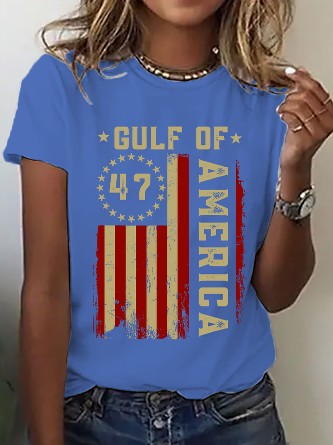 Gulf Of Usa America Funny Usa Flag Cotton T-Shirtq