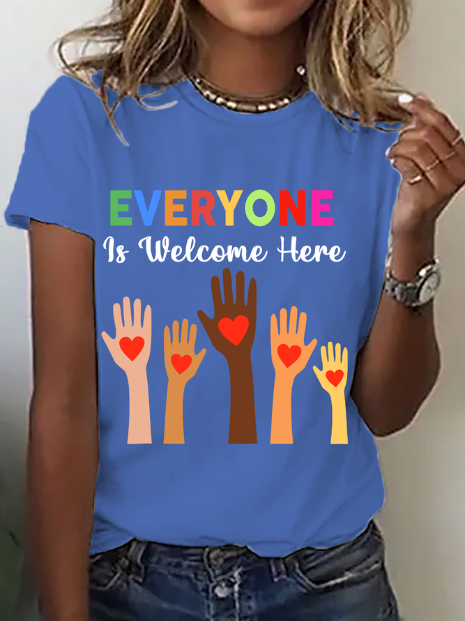 Everyone Is Welcome Here Idaho Teacher Tees Cotton T-Shirt