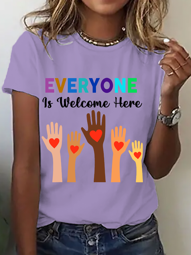 Everyone Is Welcome Here Idaho Teacher Tees Cotton T-Shirt