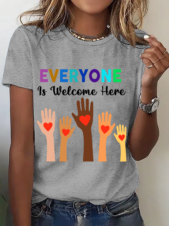 Everyone Is Welcome Here Idaho Teacher Tees Cotton T-Shirt