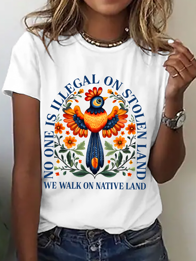 No One Is Illegal On Stolen Land Shirt, Antiracist Cotton T-Shirt