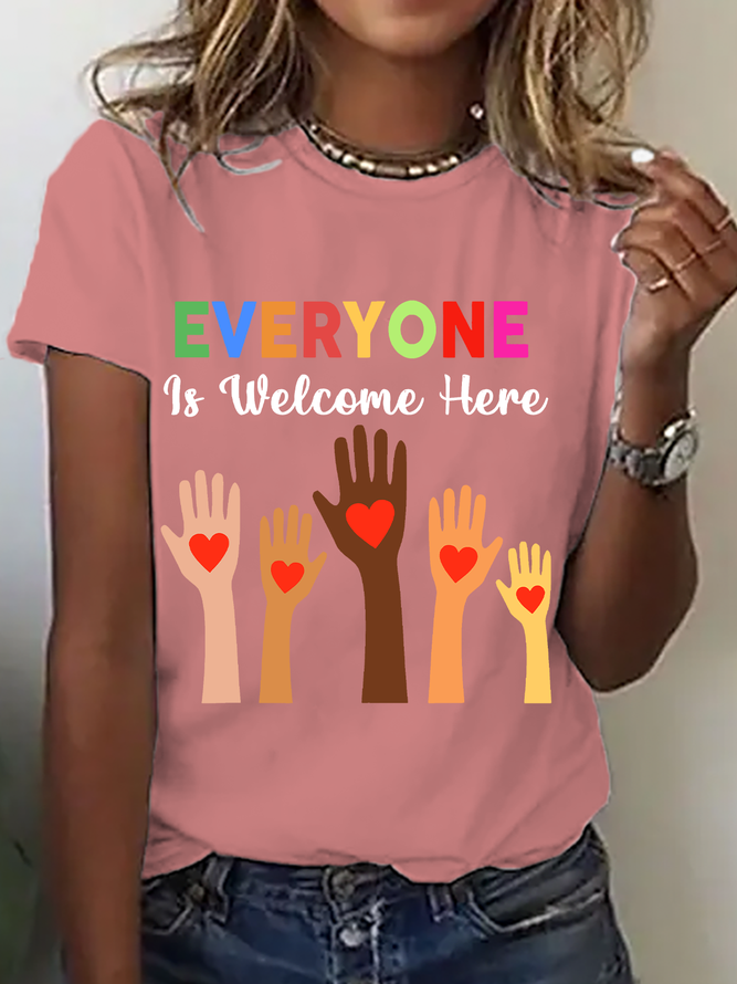 Everyone Is Welcome Here Idaho Teacher Tees Cotton T-Shirt