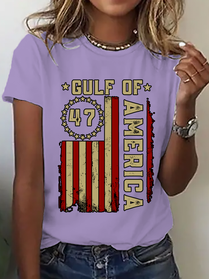 Gulf Of Usa America Funny Usa Flag Cotton T-Shirtq