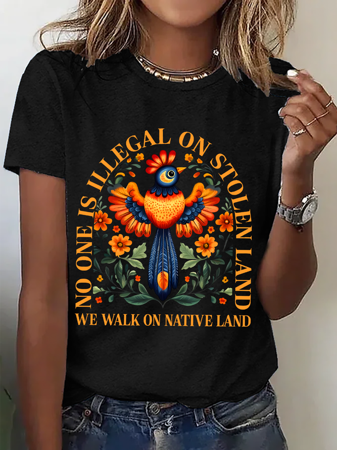 No One Is Illegal On Stolen Land Shirt, Antiracist Cotton T-Shirt