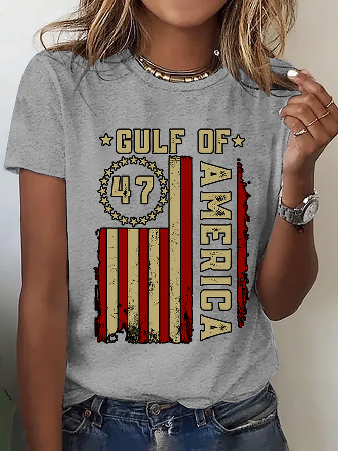 Gulf Of Usa America Funny Usa Flag Cotton T-Shirtq