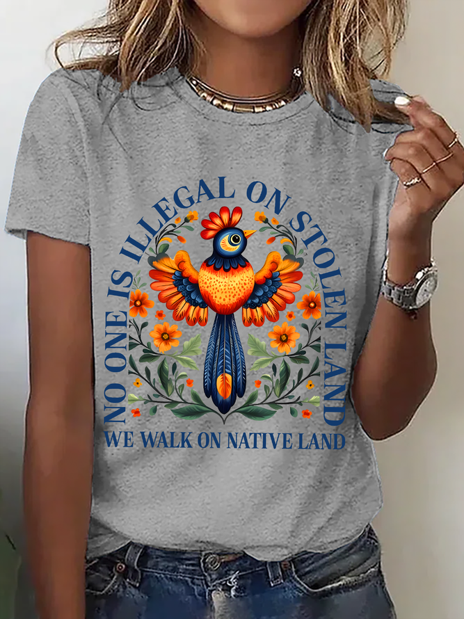 No One Is Illegal On Stolen Land Shirt, Antiracist Cotton T-Shirt