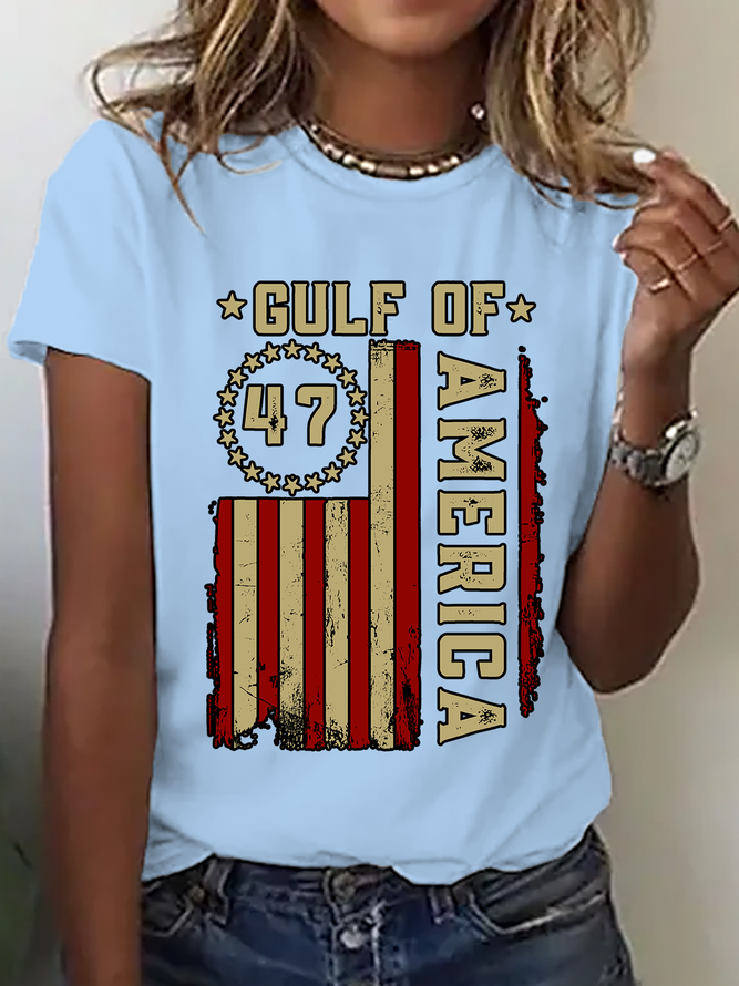 Gulf Of Usa America Funny Usa Flag Cotton T-Shirtq