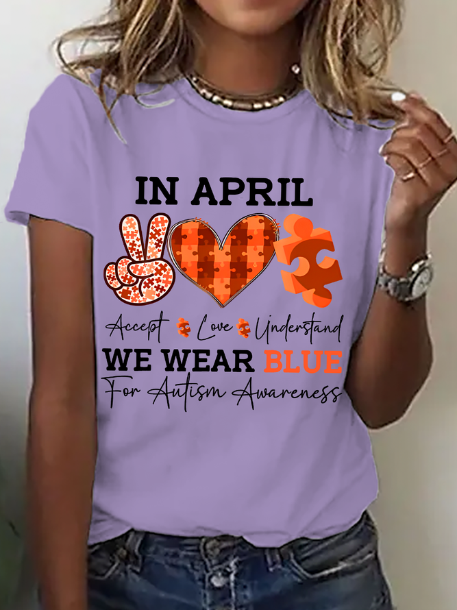 In April We Wear Blue Autism Awareness Women Cotton T-Shirt