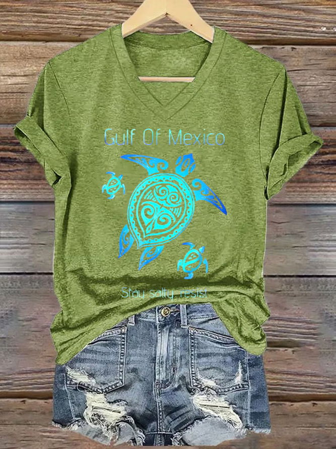 Women's Gulf of Mexico Print V-Neck T-Shirt