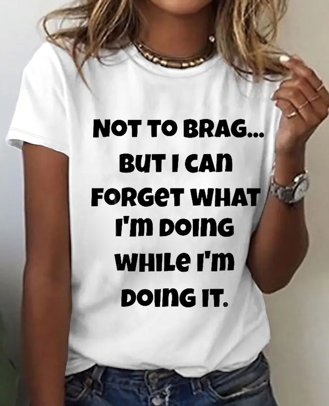 Old Geezer Funny Sayings Print Crew Neck T-shirt