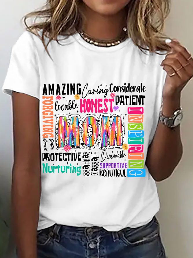 She Is Mom Retro Blessed Mom Cotton T-Shirt