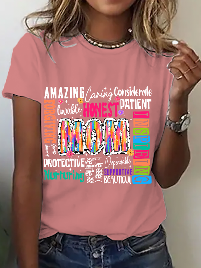She Is Mom Retro Blessed Mom Cotton T-Shirt