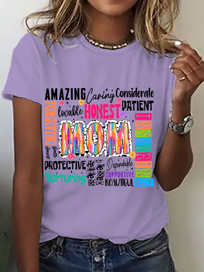 She Is Mom Retro Blessed Mom Cotton T-Shirt