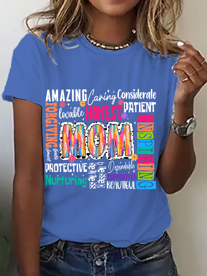 She Is Mom Retro Blessed Mom Cotton T-Shirt
