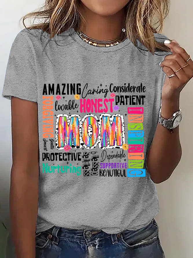 She Is Mom Retro Blessed Mom Cotton T-Shirt