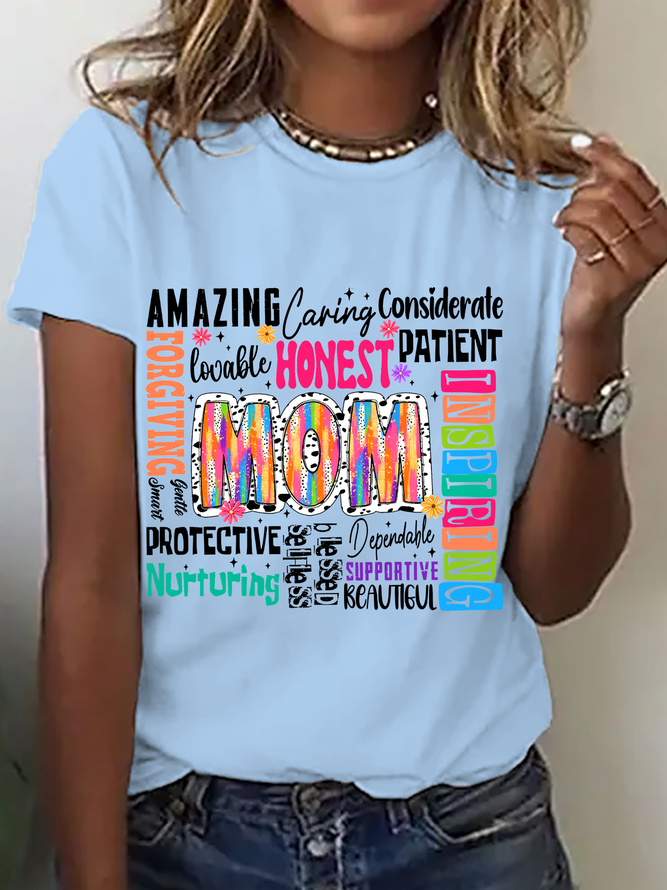 She Is Mom Retro Blessed Mom Cotton T-Shirt