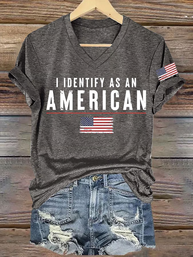 Women's I Identify As An American Printed T-shirt