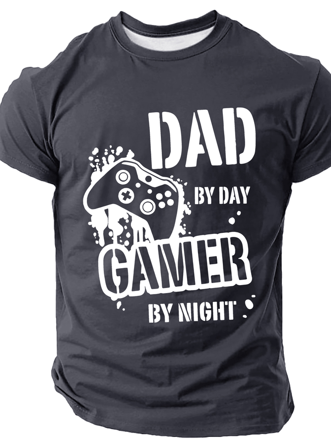 Dad By Day Gamer By Night Cotton T-Shirt