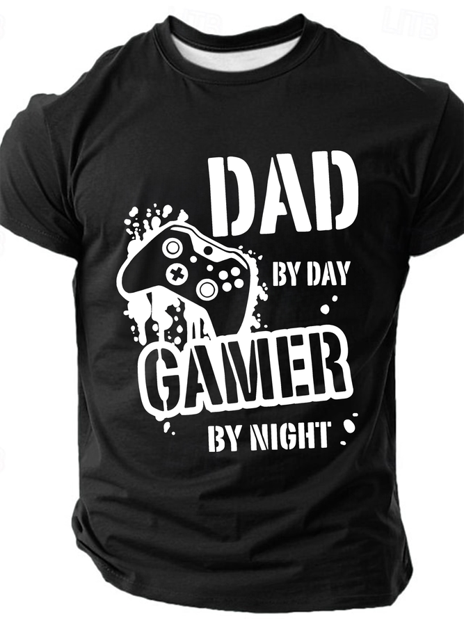 Dad By Day Gamer By Night Cotton T-Shirt