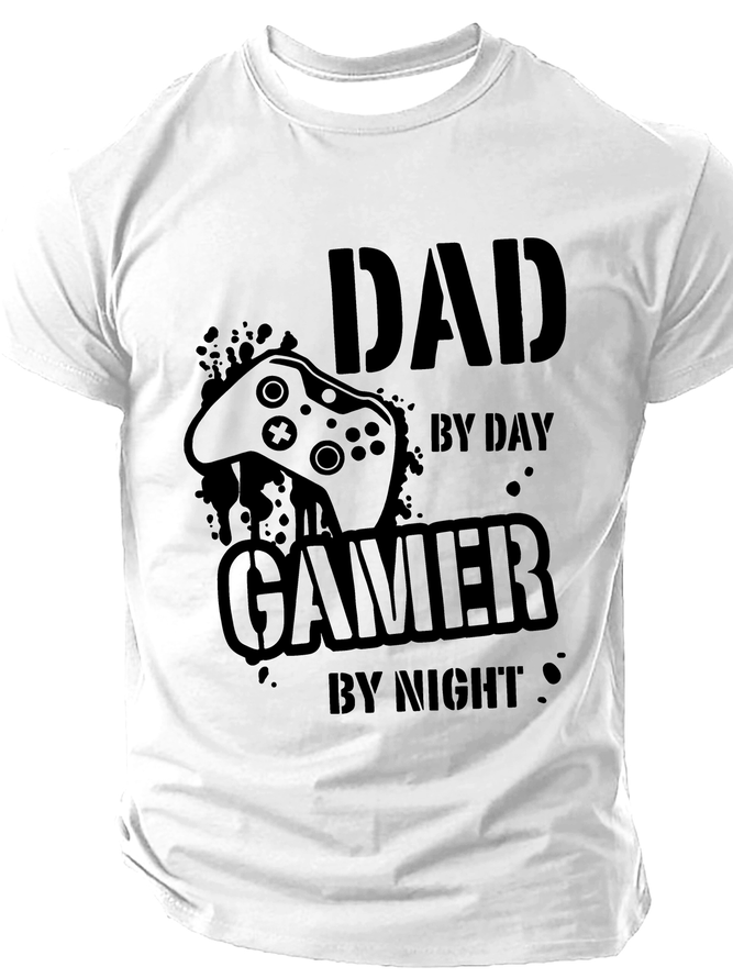 Dad By Day Gamer By Night Cotton T-Shirt