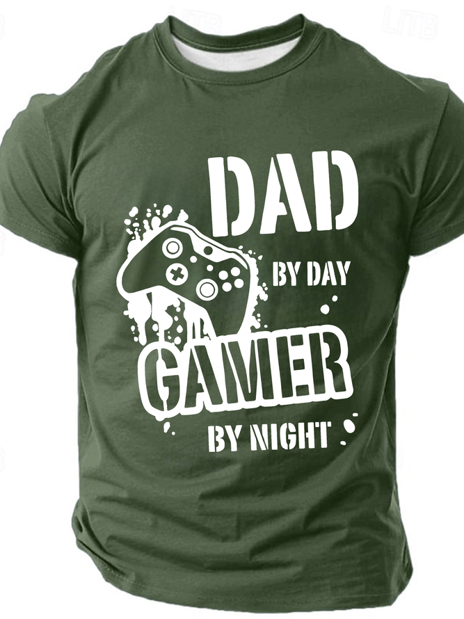 Dad By Day Gamer By Night Cotton T-Shirt