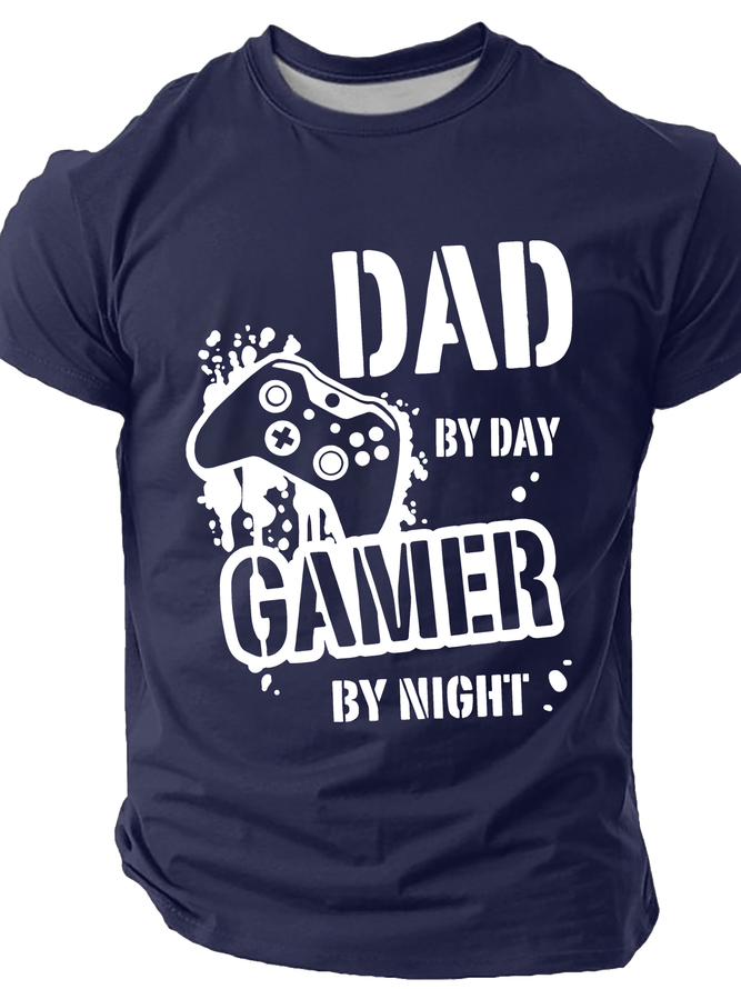 Dad By Day Gamer By Night Cotton T-Shirt