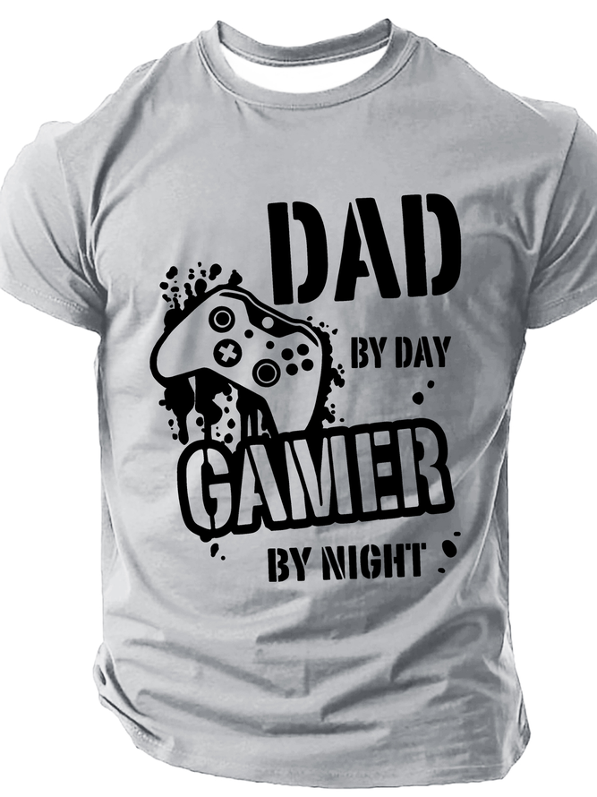 Dad By Day Gamer By Night Cotton T-Shirt