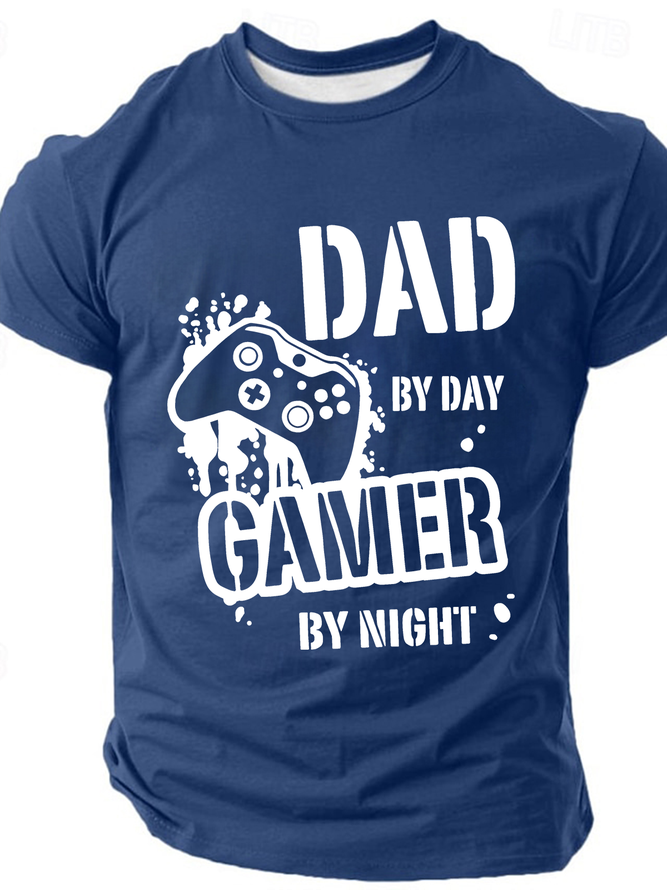 Dad By Day Gamer By Night Cotton T-Shirt
