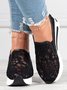 Floral Embroidered Mesh Paneled Slip-On Wedge Sneakers