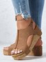 Rivet Hook and Loop Wedge Heel Sandals