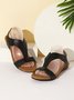 Retro Solid Color Casual Velcro Portable Sandals