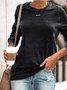 Round Neck Long Sleeve Casual Cotton-Blend Shirt & Top