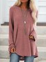 Casual Crew Neck Long Sleeve Solid Soft T-shirt