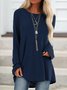 Casual Crew Neck Long Sleeve Solid Soft T-shirt