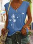 Flower Butterflies Print Women's Knit Tank