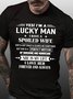 Yes I'm A Lucky Man I Have A Spoiled Wife I Love Her Forever Men's Short Sleeve T-Shirt