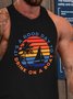 Casual Vintage Coconut Tree Boat Print Tank Top